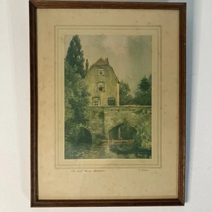 Vintage Framed Print Old Mill House Abingdon by F Robson 32x42cm British Made - Picture 1 of 15