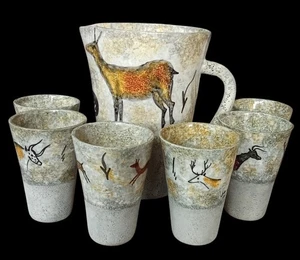 Altes Service Krug Mazagran Glas Lascaux Vallauris Jacky Jacqueline Gelb - Bild 1 von 13