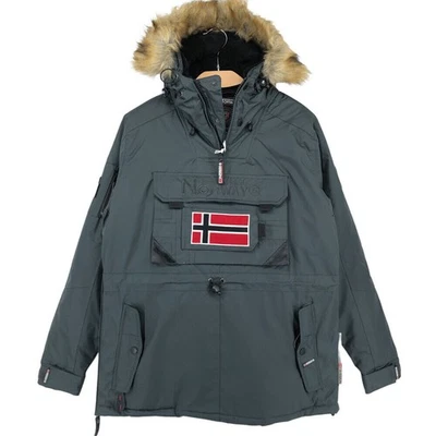 Chaqueta Abrigo Parka Geographical Norway Beco Roll 13 Gris Oscuro Anorak Talla S Foto 1 de 4