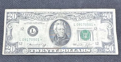 1974 $20  Dollar Bill Star Note San Francisco  + Misalignment Error Rare find ** - Image 1 of 4