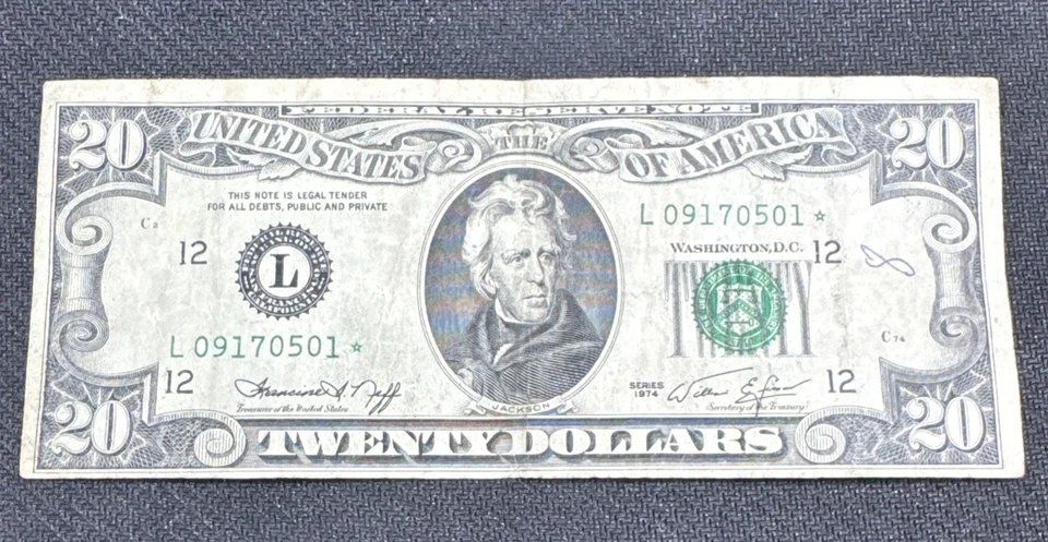 1974 $20  Dollar Bill Star Note San Francisco  + Misalignment Error Rare find ** - Image 1 of 4