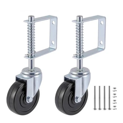 LIBEROLL Heavy Duty 4" Gate Caster Wheel Spring Loaded 250-500 lbs Capacity 2 Pc