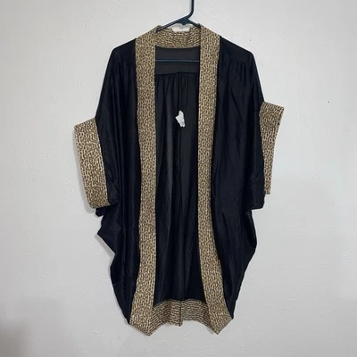 Vintage Silky Nylon Cocoon Topper Top Animal Leopard Print Trim Size L Made USA - Image 1 of 4