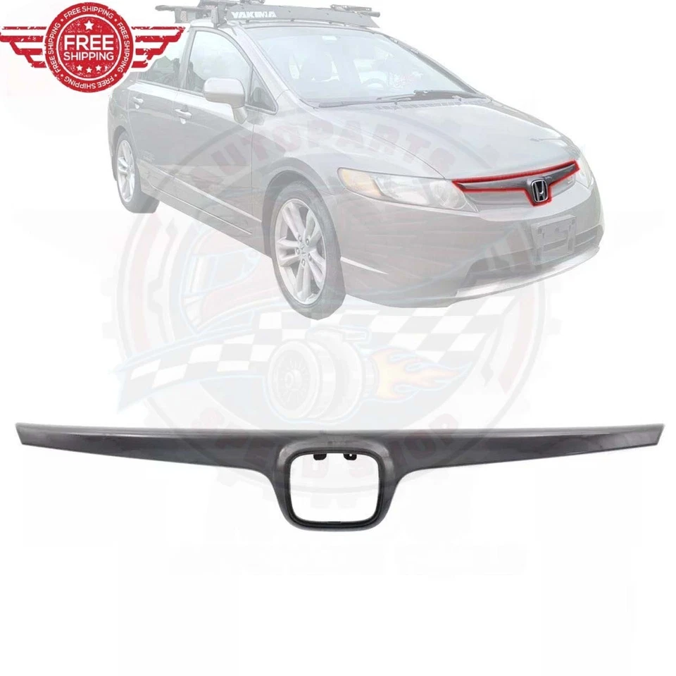 New Front Upper Grille Trim Black 2007-2008 Honda Civic Sedan HO1210125 Foto 1 de 1