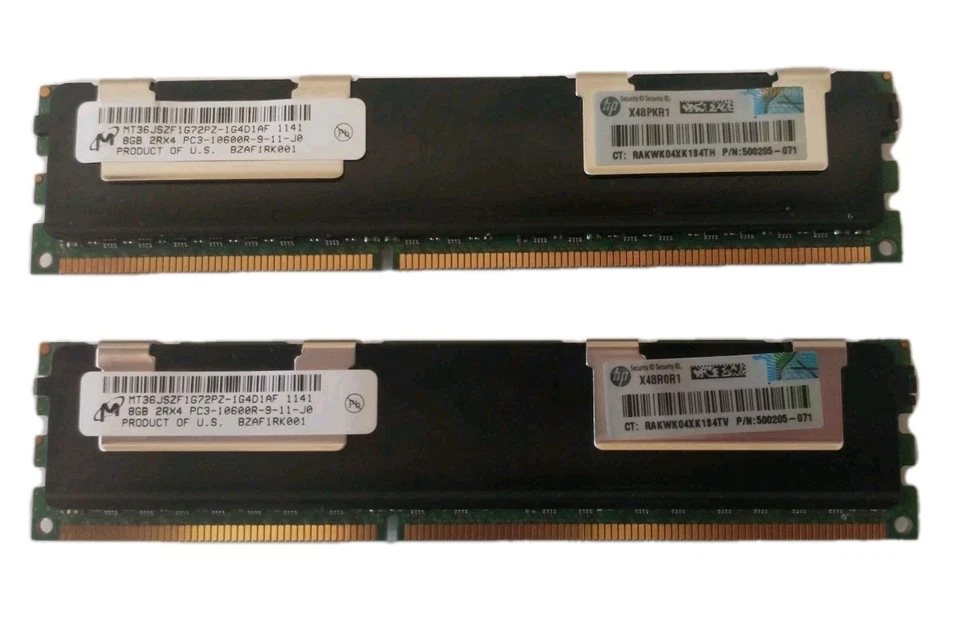 16GB (2x8GB) HP DDR3-1333 ECC Registered PC3-10600R Server Memory - Clean Pulls - Image 1 of 1
