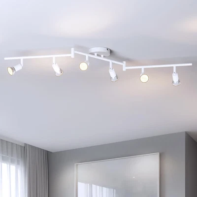 Faretti LED Da Soffitto Orientabili Con 6 Luci GU10, Faretto Da Interno Bianco M - Immagine 1 di 4