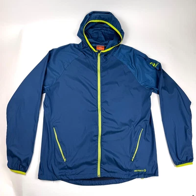Merrell SelectDry Mens Size XL Blue Windbreaker Lightweight Hooded Shell Jacket - Image 1 of 4