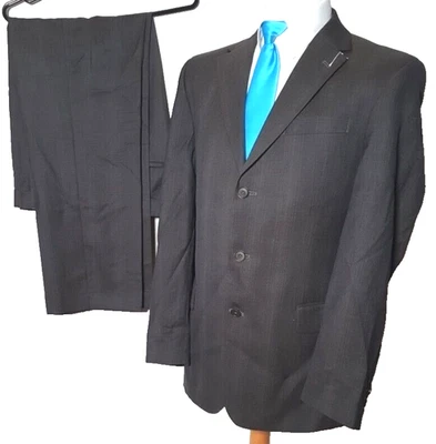 Traje de 2 piezas lavable Next Tech para hombre Ch44"R W36" L31" marrón pin rayas boda Foto 1 de 4