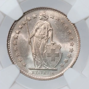 1929-B Switzerland 1/2 Franc - NGC MS64 - 83.5% Silver - Picture 1 of 4