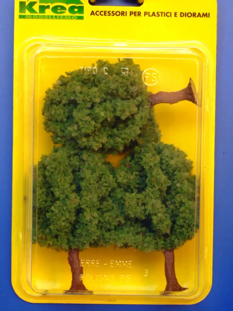 Alberi da giardino per modellismo verde medio 3 pz. H.cm. 9 HO - 1/87 Krea