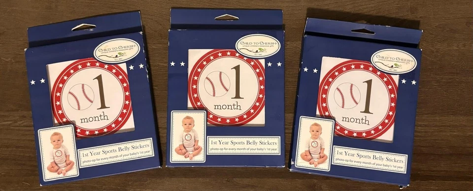 Lote de 3 Pegatinas Vientre Deportivas Niño a Apreciar 1er Año Bebé Hito Regalo Foto 1 de 2