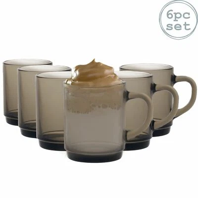 6x Versailles Glass Coffee Mugs Tempered Cappuccino Latte Drinks 260ml Smoke - image 1 of 4