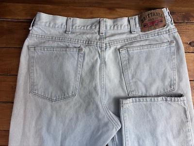 Pantalones de mezclilla Brittania de colección para hombre *34x32 azul lavado claro holgados relajados años 90 papá Foto 1 de 4