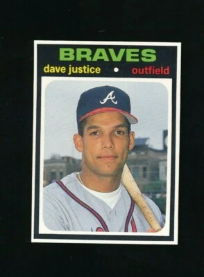 Revista de tarjetas de béisbol 1991 #14 Dave Justice corte a mano casi nuevo+ o apuesta genial 4 sig Foto 1 de 2