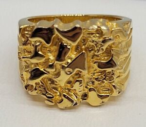 Men's 14k Gold Over Silver Nugget Ring MSRP $200  Size 7