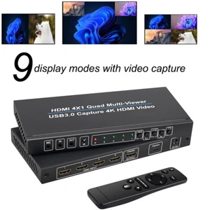 4K 4x1 HDMI Multiviewer 1080P 60fps USB 3.0 PC Live Streaming Video Capture Card - Picture 1 of 12