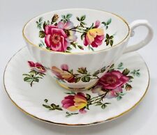 Vintage Stanley England Cup & Saucer Set Wild Pink Roses; Floral Teacup