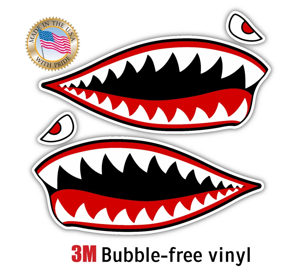 2x Tiger Shark Warhawk Decal Sticker Car Window Vinyl MADE IN USA - Image 1 of 1