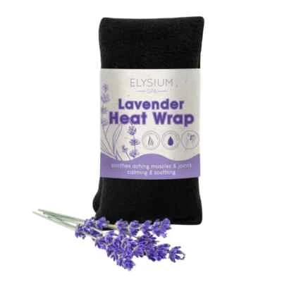 ELYSIUM SPA Lavender Heat Wrap Microwave Wheat Bag Black Fleece Heat Pack SoothesMuscles500G