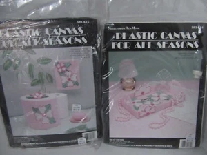 2 Needlecraft Ala Mode Plastic Canvas Kit Dogwood Flower Vanity Tray Tissue Cov - Picture 1 of 5