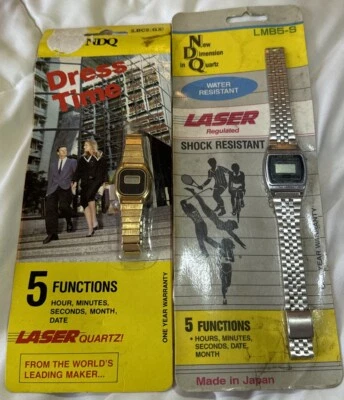 2) Relojes Lazer Quertz De Colección Nuevos Sin Probar Pequeño-Mediano Unisex Mezcla Y Combina Foto 1 de 4