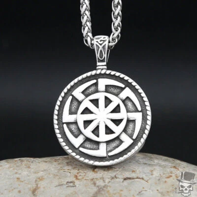 Sculpt Rings™ 316L Edelstahl Slawischer Kolovrat Anhänger Halskette - 40 mm - Bild 1 von 4