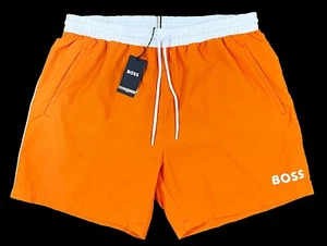 Men's HUGO BOSS Orange White Swim Trunks Swimsuit XL X-Large NWT NEW STARFISH - Picture 1 of 4