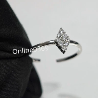 Anillo de dedo ajustable en forma de cometa para mujer circonita cúbica enchapado en oro blanco plateado Foto 1 de 4