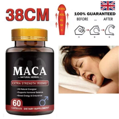 Radice di Maca 10000mg, Ashwagandha,Panax Estratto di Ginseng Miglioramento Maschile 60 Capsule