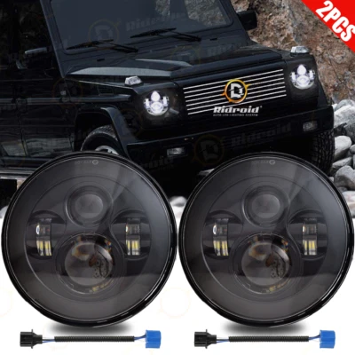 Faróis de LED 2 peças 7"" polegadas e feixe alto-baixo para 2002-2006 Mercedes Benz G500 G55 AMG - Imagem 1 de 4