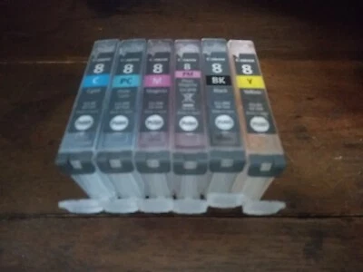 Cartuchos de tinta GENUINOS Canon CLI-8 Y SIX VACÍOS para PIXMA Pro9000 PARA RECARGAR Foto 1 de 2