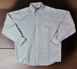 Vtg. L.L. Bean Shirt Men's 16 White Blue Lined Check Long Sleeve Button Down - Picture 1 of 3