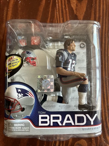 McFarlane Toys NFL Series # 27 - Tom Brady Kneeling Blue Jersey - New IN PAC Cover