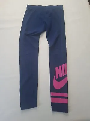 Girls Nike Sport Leggings Size Large L Running / Gym / Yoga Blue Pink Ladies Xs • 12.20€