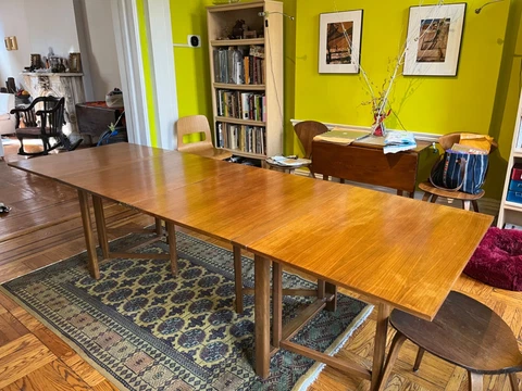 Folding Bruno Mathsson Style Maria Drop Leaf Dining Table Sweden 110 inch Long Cover
