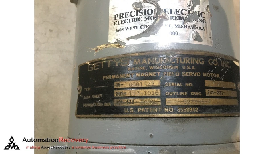 GETTYS 16-0081-22, SERVO MOTOR #240654 - Image 1 of 4