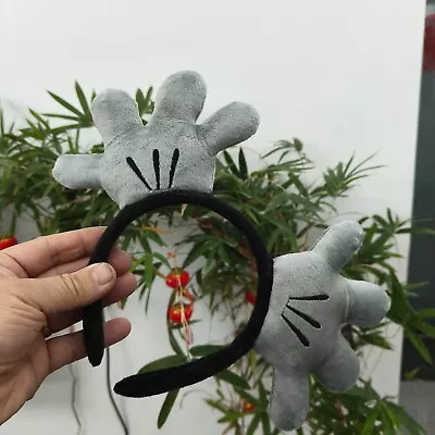 Guantes gris felpa de Mickey Mouse manos orejas de ratón diadema diadema sombrero Foto 1 de 4