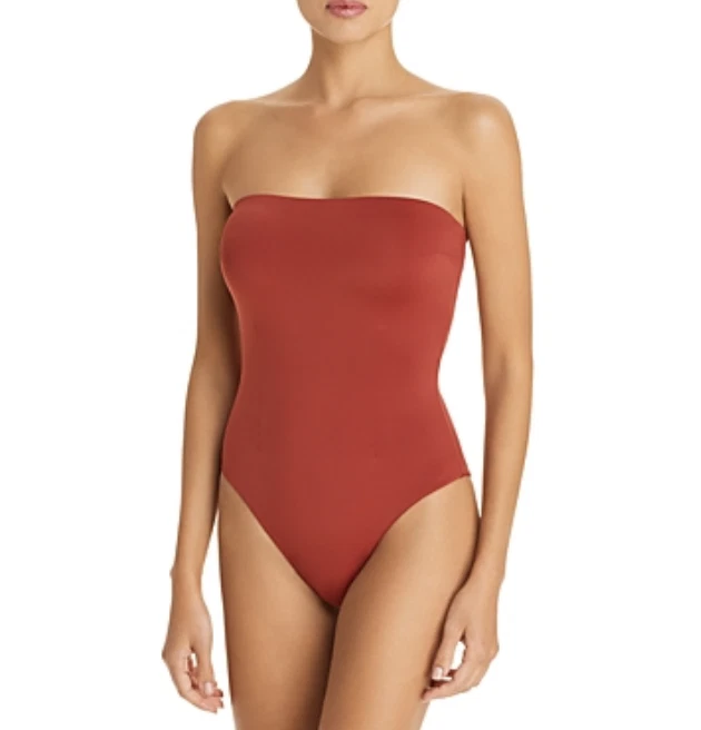 Haight Women's $250 Alice Strapless One Piece Swimsuit in Maroon Size L - Imagem 1 de 4