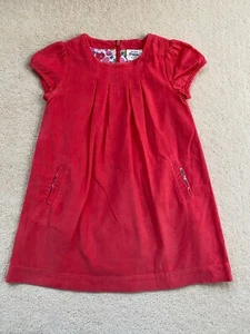 Mini Boden Girls Fine Cord Tomato Orange /red Dress Age 5-6 Years - Picture 1 of 7