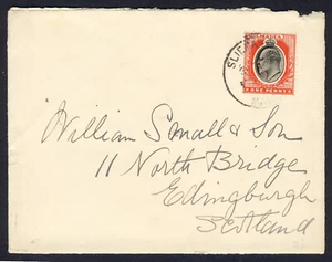 MALTA KE VII 1905 1d. Black & Red on Cover to EDINBURGH SG 48 SLIEMA CDS Cancel - Picture 1 of 2