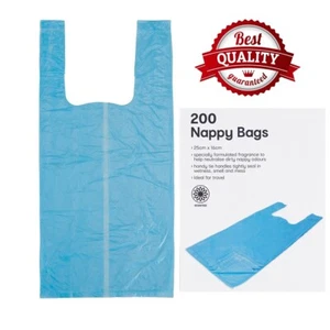 200 Pack Disposable Nappy Bags Fragranced Baby Diaper Change Bag Nursery &Travel - Picture 1 of 4