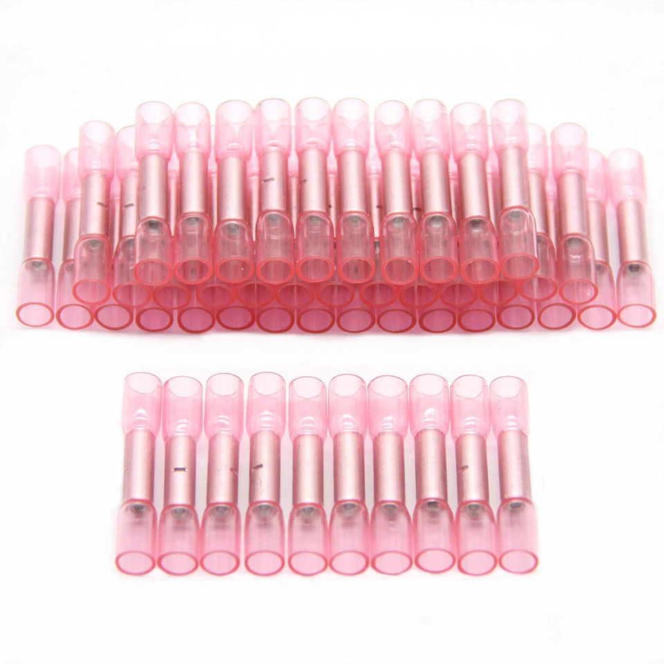 100Pcs Red Heat Shrink Butt Terminal Solder Seal Sleeve Wire Connector AWG 22-18 - Image 1 of 4
