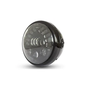7.7" LED Gloss black headlight daymaker cafe racer bobber project custom Harley - Bild 1 von 7