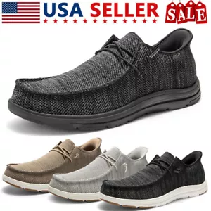 Men's Casual Loafers Hands Free Slip On Arch Support Non Slip Breathable Shoes - Picture 1 of 21