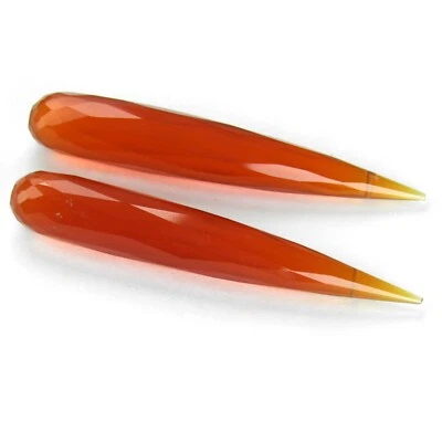 20.35Cts Natural Carnelian-Agate Long Drilled Drops Matching Pair Gemstones - Image 1 of 4