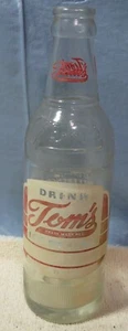 VINTAGE TOM'S 10 OZ POP SODA GLASS CLEAR BOTTLE  - Picture 1 of 3