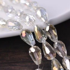 10pcs 18x12mm Teardrop Faceted Crystal Glass Losse Beads Bulk Wholesale Lot - Picture 1 of 35