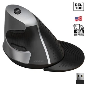 Delton S22 Vertical-Grip Ergonomic Wireless Computer Mouse - Black - Picture 1 of 9