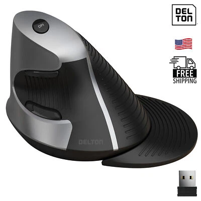 Delton S22 Vertical-Grip Ergonomic Wireless Computer Mouse - Black - Image 1 of 4