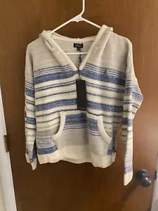 Lira Baja Pineapple Hoodie size S Boucle Knit Sweater Surf Beach Blue Gray White - Picture 1 of 14